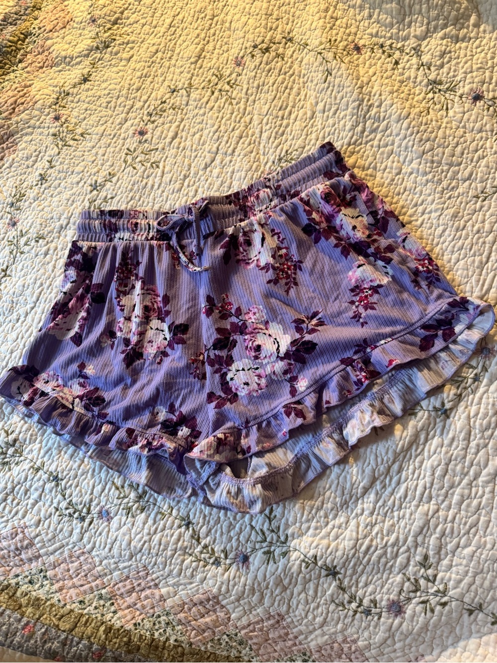 Alya Lavender Floral Ruffle Hem Skirt
